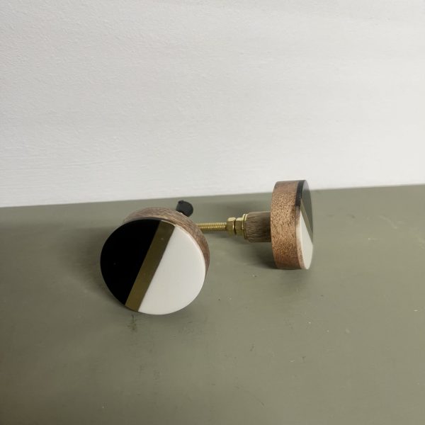 Meubelknop zwart wit goud