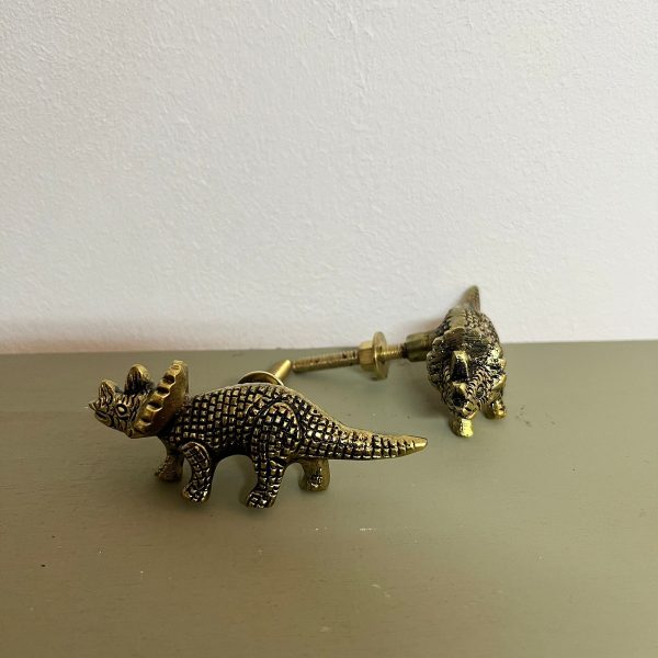 meubelknop meubel pimpen dinosaurus triceratops messing goud