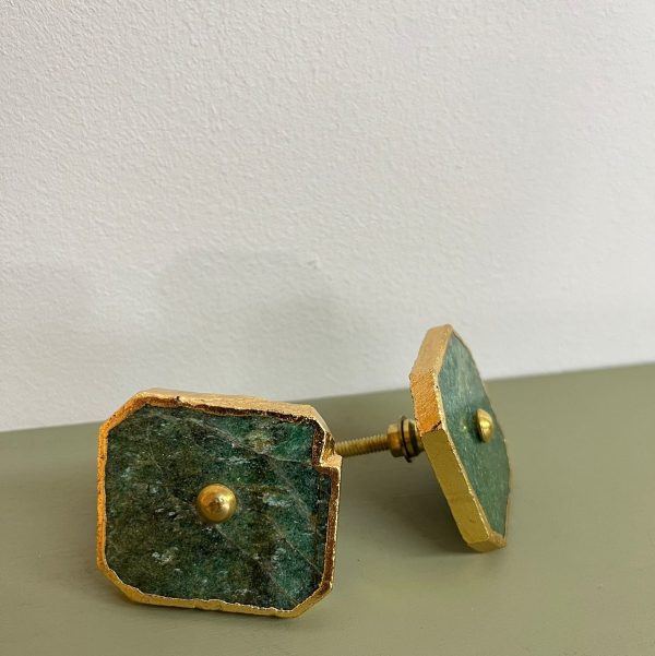 meubelknop meubel pimpen knop marmer groen vierkant goud